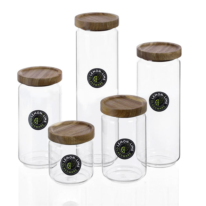 Lemon & Lime WOODEND GLASS CANISTER 1.65L 9X9X30CM