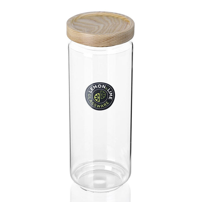 Lemon & Lime WOODEND BEACH GLASS CANISTER 1.4L 9X9X25CM