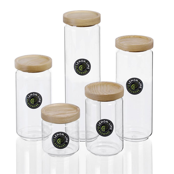 Lemon & Lime WOODEND BEACH GLASS CANISTER 1.4L 9X9X25CM