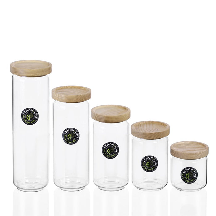 Lemon & Lime WOODEND BEACH GLASS CANISTER 1.65L 9X9X30CM
