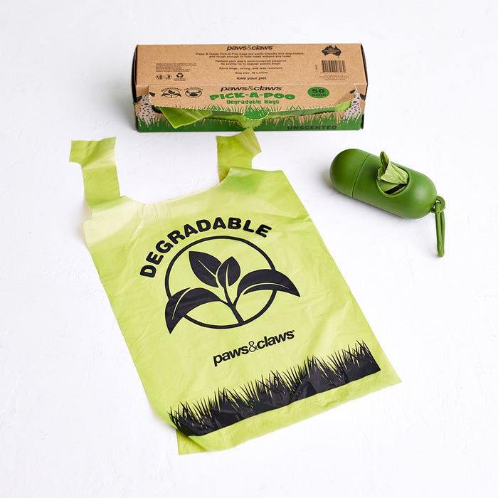 Paws & Claws PICK-A-POO DEGRADABLE WASTE BAGS 120PK / 8 ROLLS 22X32CM UNSCENTED 10UM