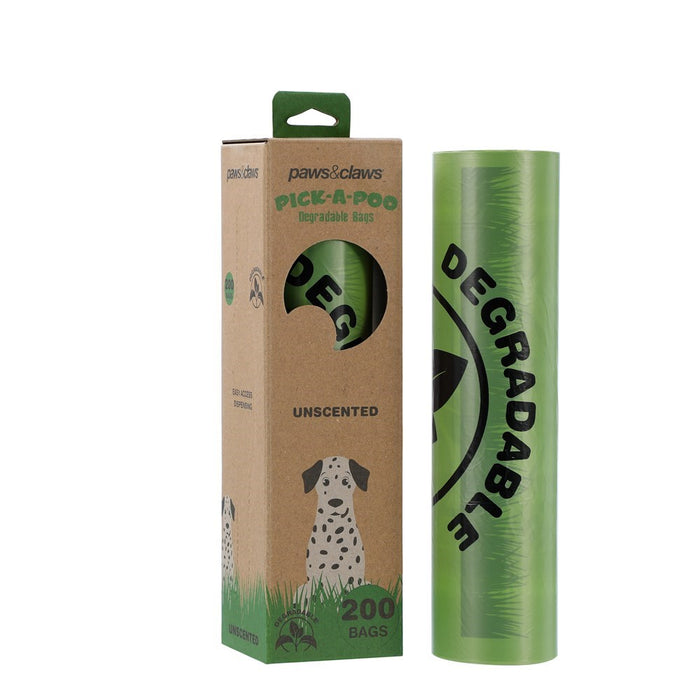 Paws & Claws PICK-A-POO DEGRADABLE WASTE BAGS 200PK IN BOX DISPENSER UNSCENTED 10UM