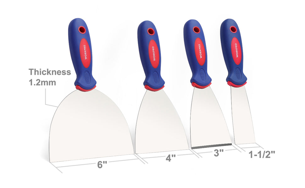 WORKRPO 4 Pieces Stainless Steel Putty Knife Set (1.5",3",4",6" carton of  36