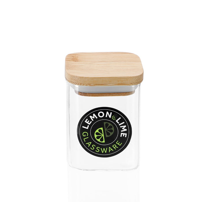 Lemon & Lime CAMDEN SQUARE GLASS JAR BAMBOO LID 200ML