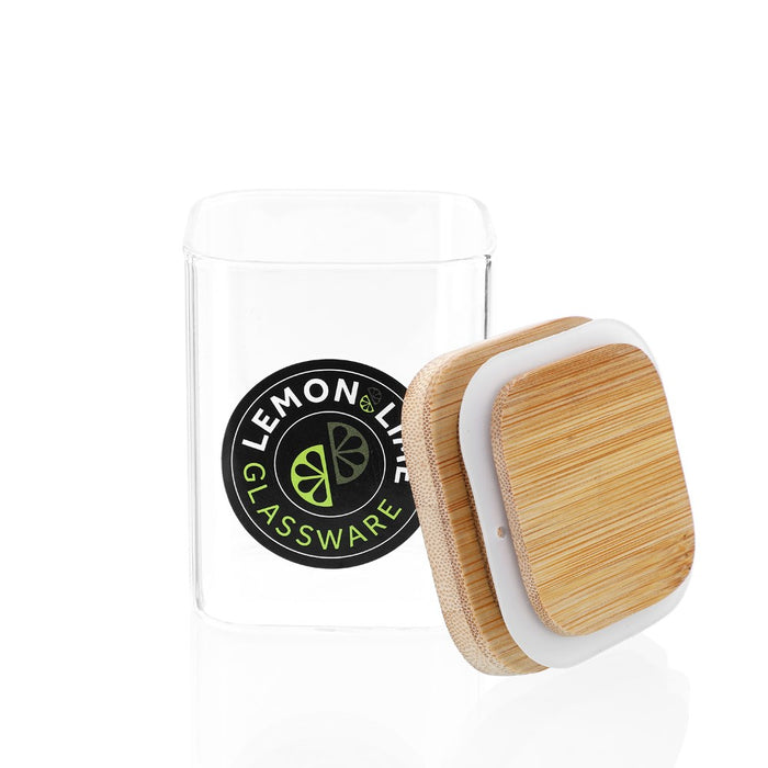 Lemon & Lime CAMDEN SQUARE GLASS JAR BAMBOO LID 200ML
