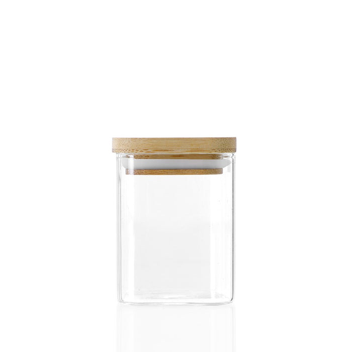 Lemon & Lime CAMDEN SQUARE GLASS JAR BAMBOO LID 200ML