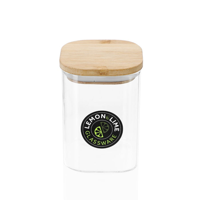 Lemon & Lime CAMDEN SQUARE GLASS JAR BAMBOO LID 550ML