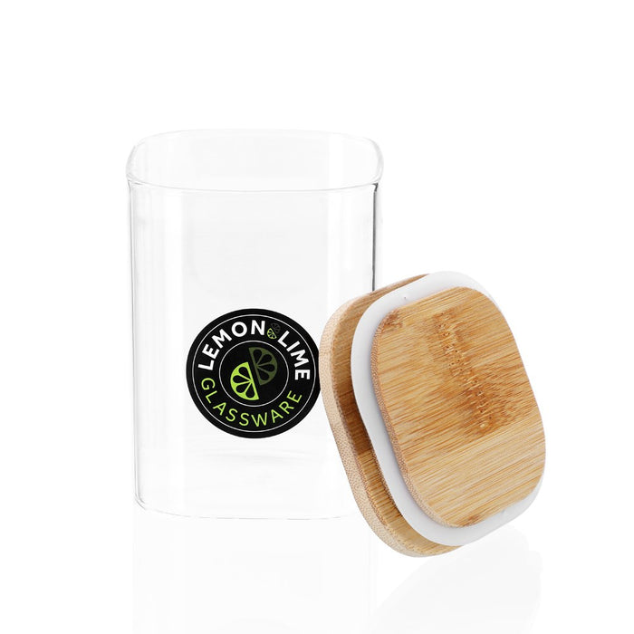Lemon & Lime CAMDEN SQUARE GLASS JAR BAMBOO LID 550ML