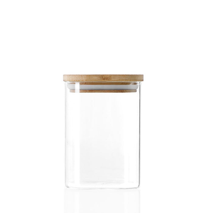 Lemon & Lime CAMDEN SQUARE GLASS JAR BAMBOO LID 550ML