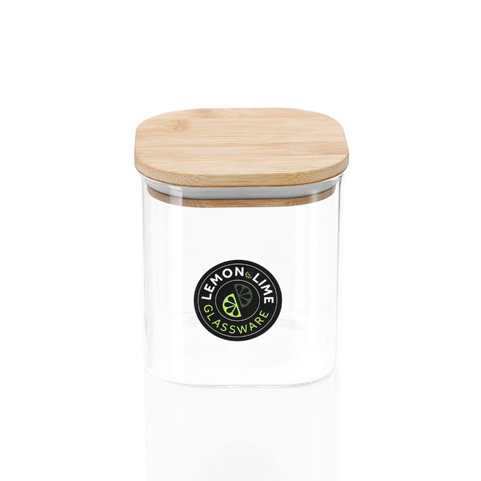Lemon & Lime CAMDEN SQUARE GLASS JAR BAMBOO LID 800ML