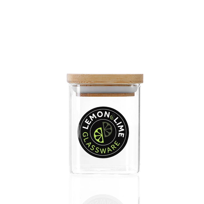 Lemon & Lime CAMDEN SQUARE GLASS JAR BAMBOO LID 200ML