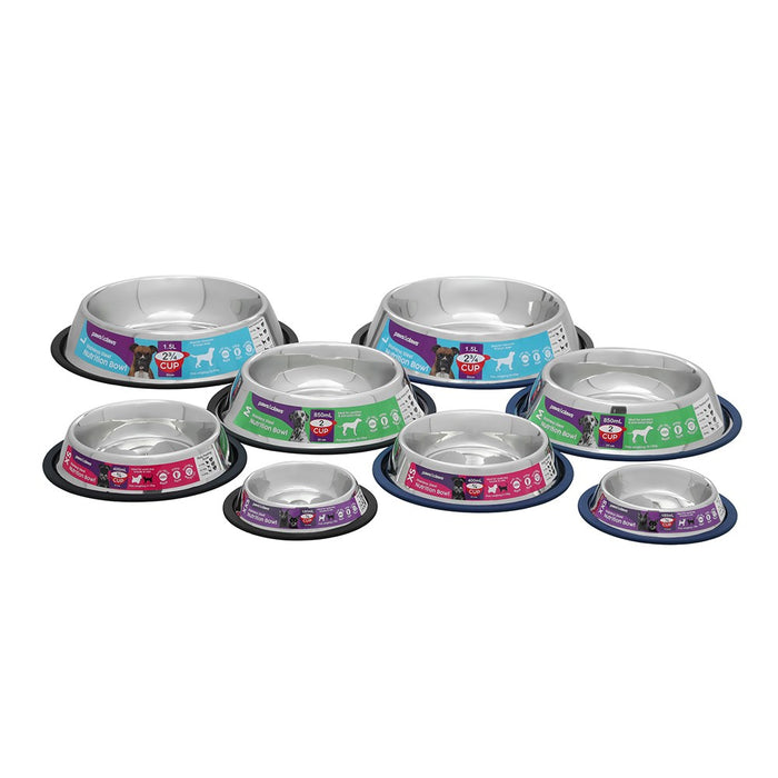 Paws & Claws STAINLESS STEEL PET BOWL BLUE ANTI-SKID 2L