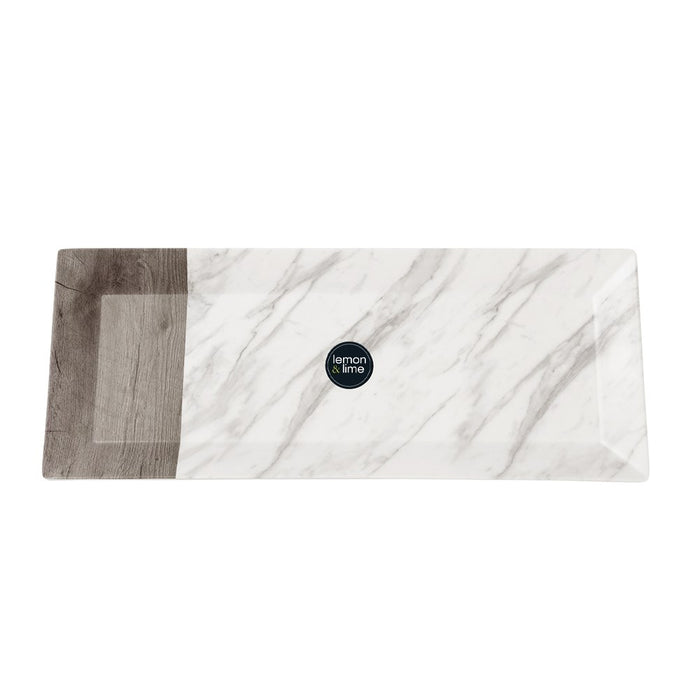 Lemon & Lime MATTE MELAMINE SERVING PLATTER 47.5X20CM ENDWOOD MARBLE