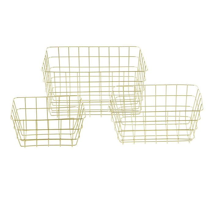 Boxsweden Wire Gold Storage Basket Lge 38X26X21Cm