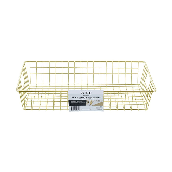 Boxsweden Wire Gold Storage Basket 40X23.5X7.5Cm