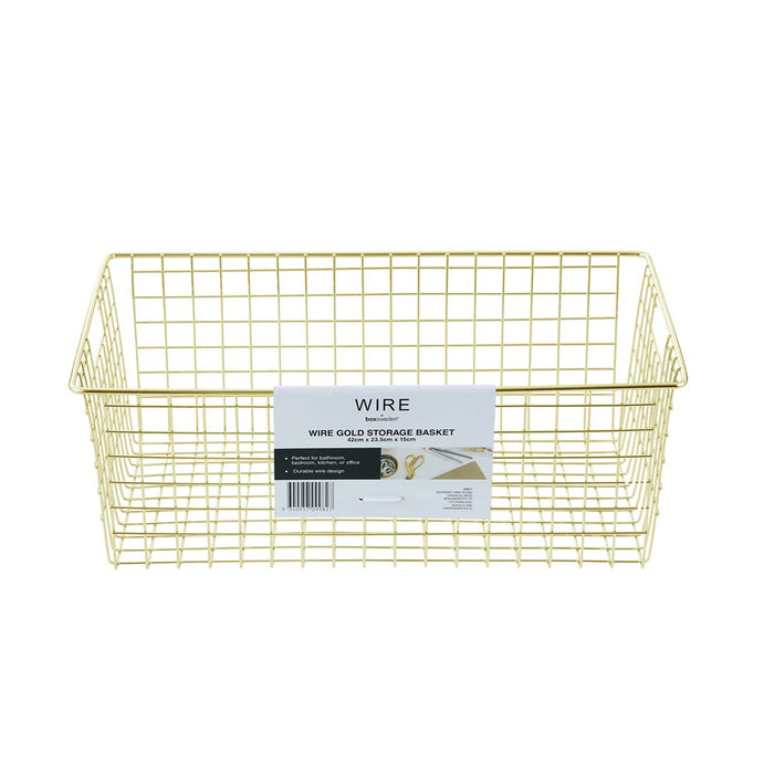 Boxsweden Wire Gold Storage Basket 40X23.5X15Cm