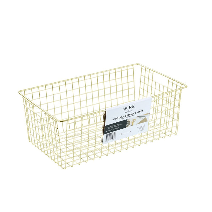 Boxsweden Wire Gold Storage Basket 40X23.5X15Cm