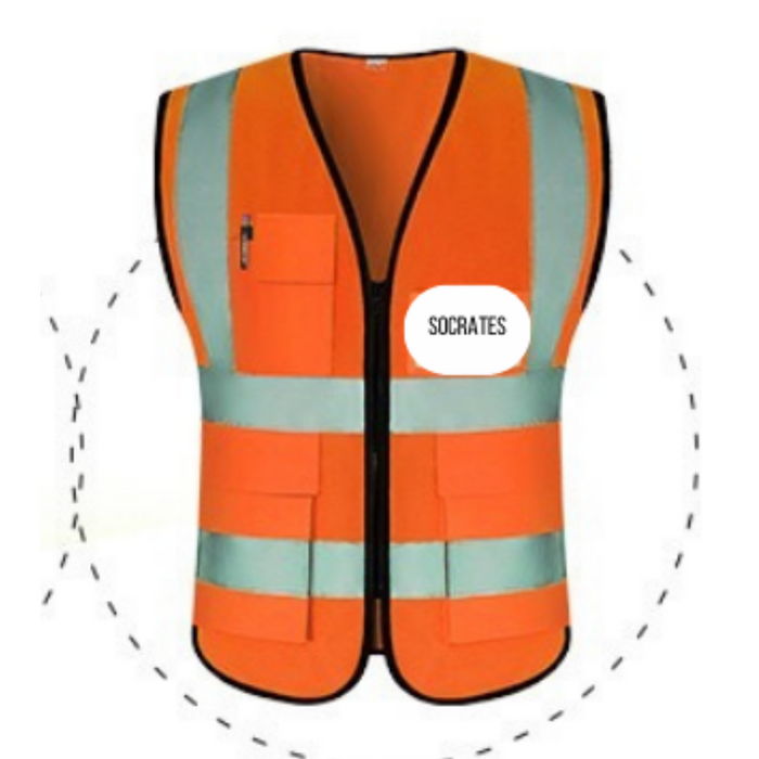 Reflexive Hi-Vis Safety Jacket Vest with Zipper Pockets - Large/Medium, One Size Fits All (Min. 100 pcs)