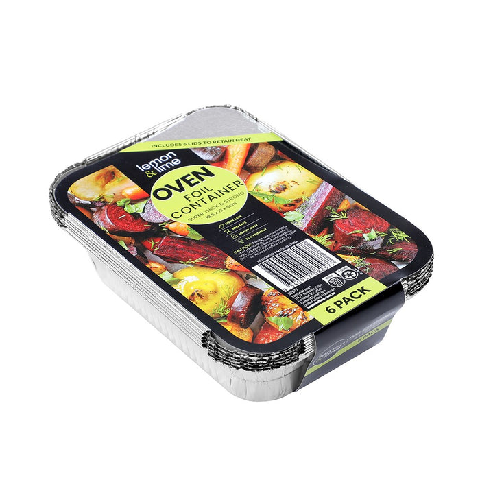 Lemon & Lime FOIL CONTAINERS W/ LID 6PK 18.5X13X5CM SHELF READY PDQ