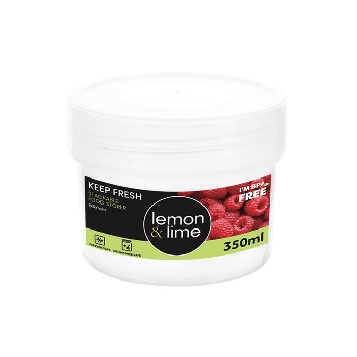 Lemon & Lime KEEP FRESH STACKABLE FOOD STORER 350ML 9X9X7CM