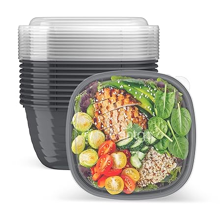 "PREP" 1 COMPARTMENT BOWL 10 PACK GRAPHITE