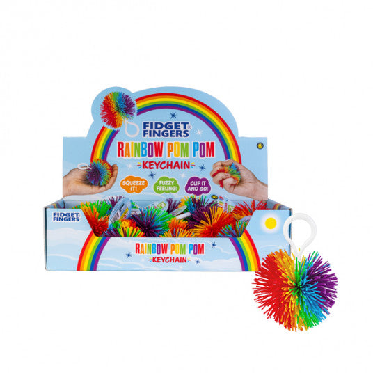 Rainbow Pom Pom Keychain