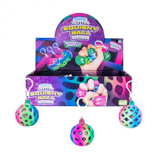 Sensory Squishy Glitter Ball Keychain