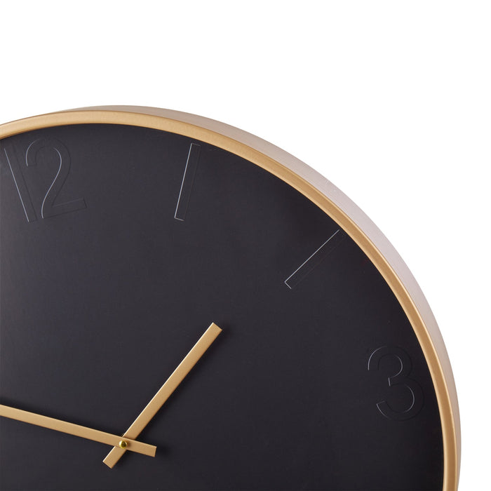 NSIMG-SHA256:f8e943b1020da5f0e30cd007903dc7a81f0e330abc187ab3866b23a5bee7abee · Isalbi Amalfi Modern Black Wall Clock Jet Black & Gold