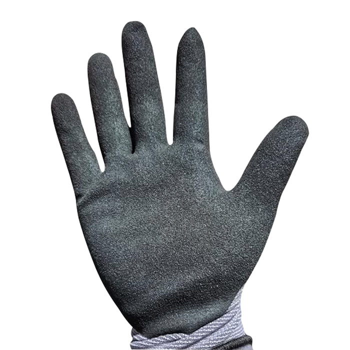 13 Gauge Nitrile Gloves Sand Dip Size 10 XL Black Grip - 24 Pairs Set