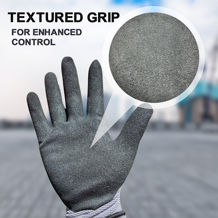 13 Gauge Nitrile Gloves Sand Dip Size 10 XL Black Grip - 24 Pairs Set