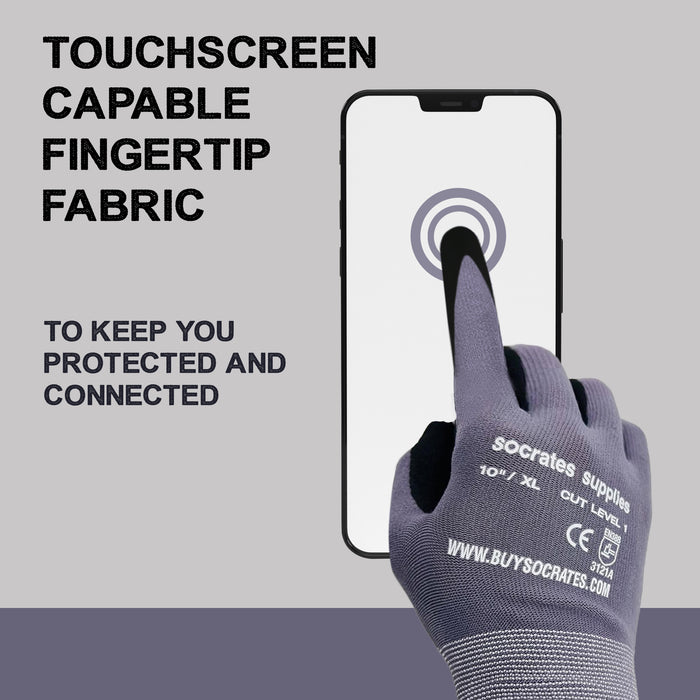 13 Gauge Nitrile Gloves Sand Dip Size 10 XL Black Grip - 24 Pairs Set