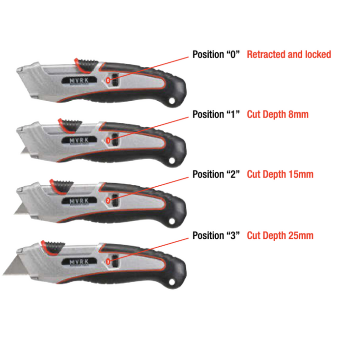 MVRK 4 Position Auto Retracting Safety Knife