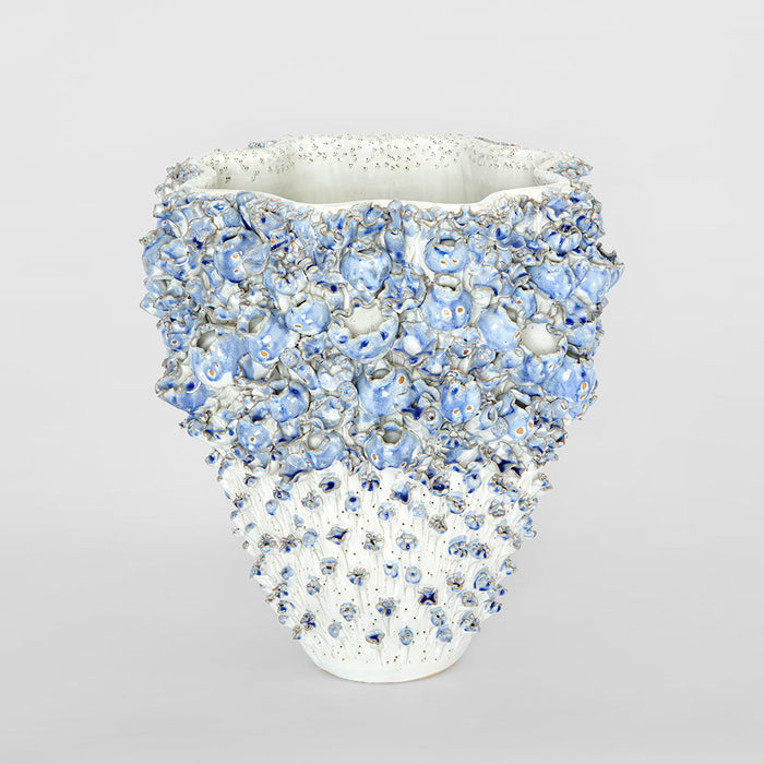 Vase with Flower White and Blue