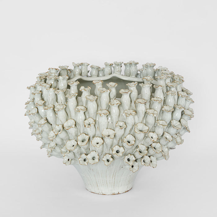 Flower Vase with Wide Open Top White