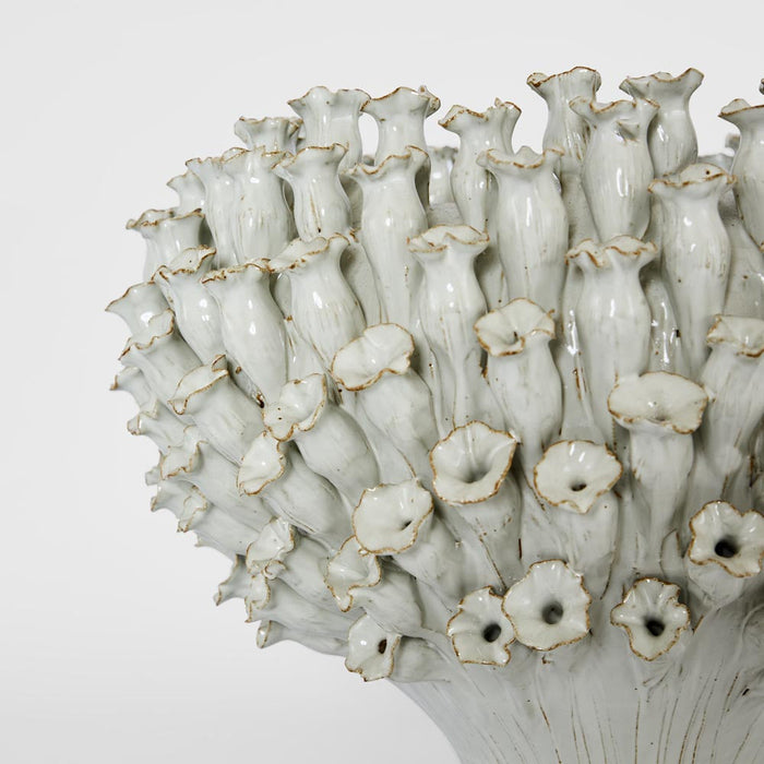 Flower Vase with Wide Open Top White
