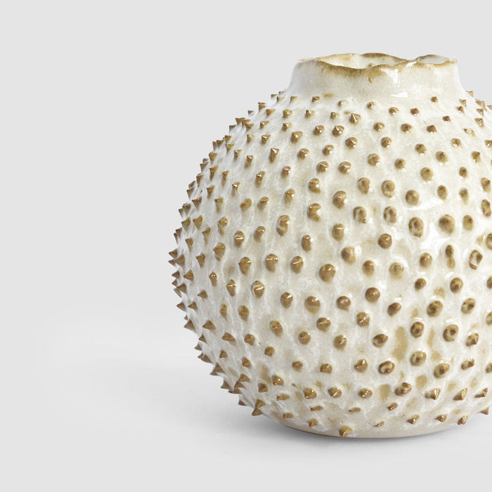 Spiked Egg Ceramic Vase Natural