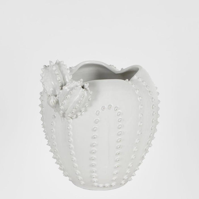 Western Cactus Ceramic Vase White