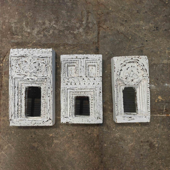 Decorative wooden Mirror Small White