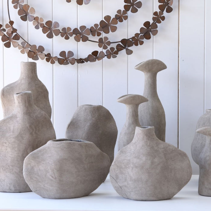 2 set Noma Vases Taupe Stone - (S) 18cm tall x 28.5cm wide x 9.5cm thick