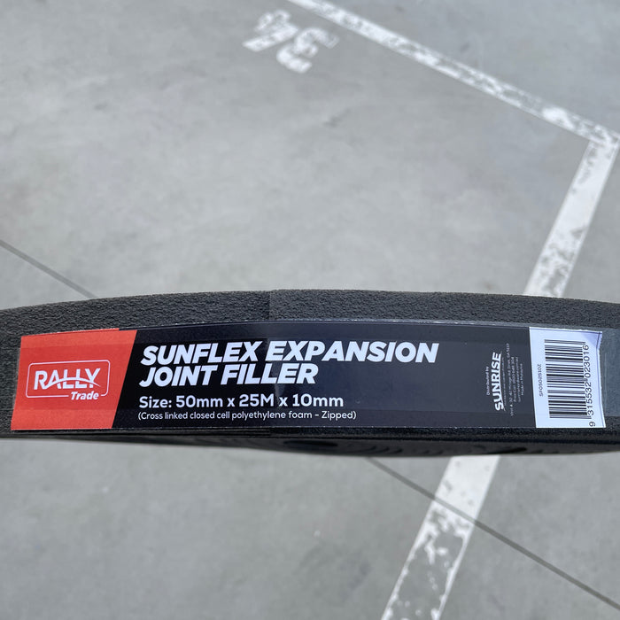 Rally Sunflex - Charcoal Grey Expansion Joint Foam Filler with Adhesive Back (75mm/100mm x 25M)