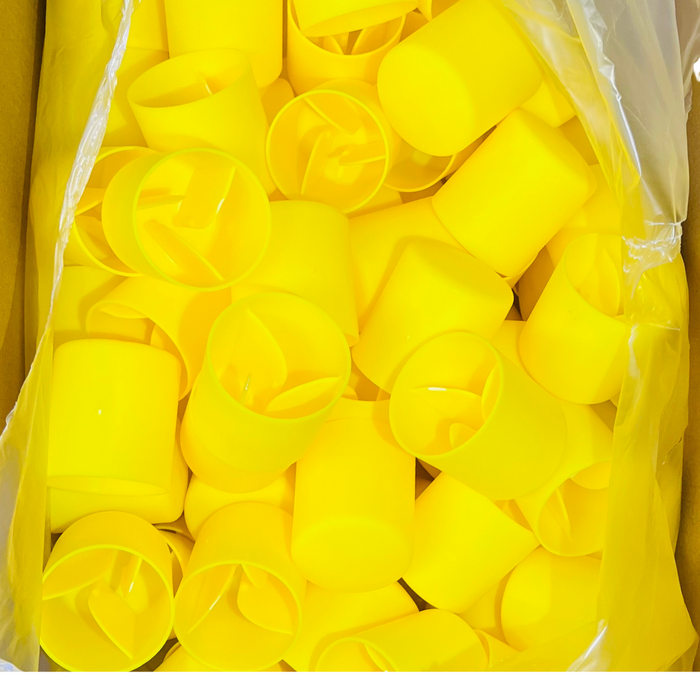 Carton of 200 Safety Yellow Bar Caps & Star Picket Caps - High-Visibility, Durable Protection for Construction and Fencing Projects