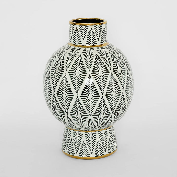 Gatsby Neck Vase Large Black & White