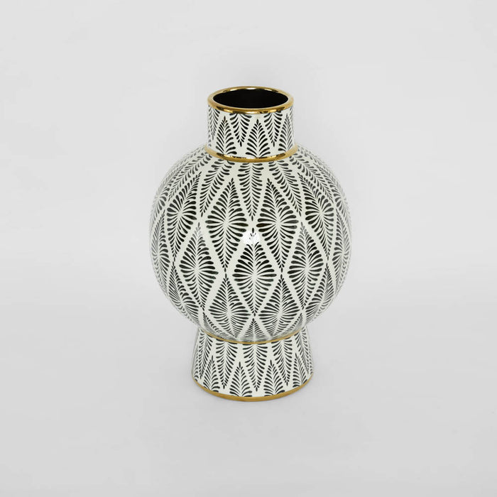 Gatsby Neck Vase Large Black & White