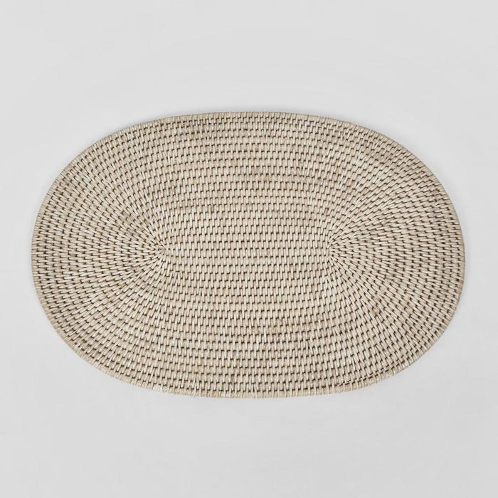 Paume Rattan Oval Placemat White Wash
