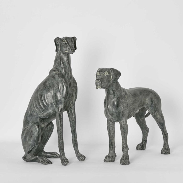 Lino Dog Sculpture Sitting Black 51cm