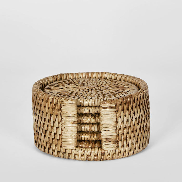 Paume Rattan Round Coaster Set 6 Natural