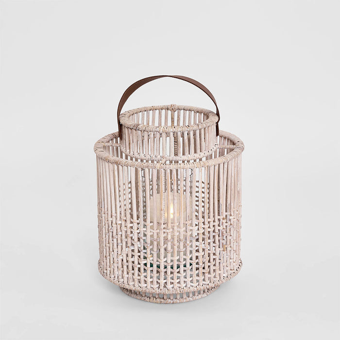 Kyra Rattan Lantern Medium White Wash