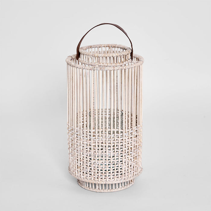 Kyra Rattan Lantern Large White Wash