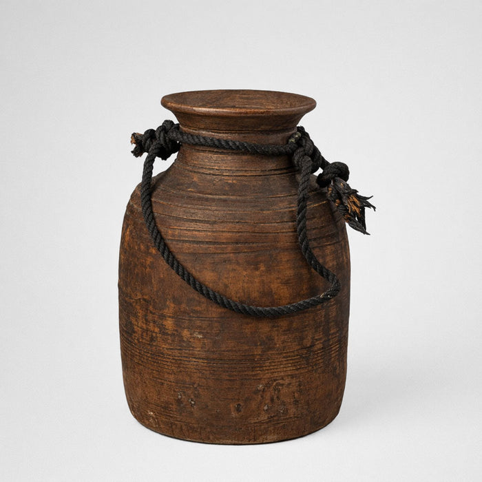 Wooden Pot with Rope Small