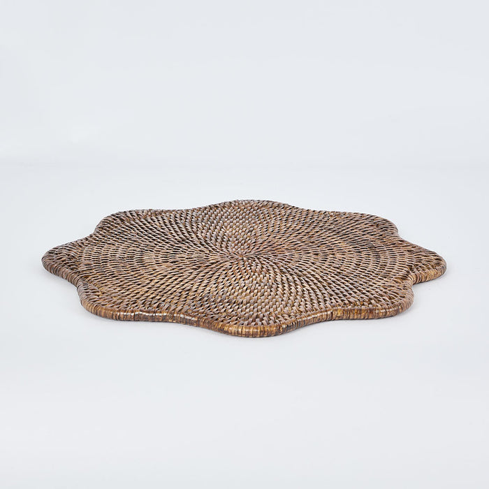 Paume Scallop Rattan Placemat Antique Brown